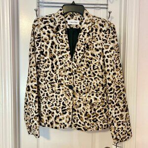 Calvin Klein Leopard Print Lined Button Blazer, Women’s Size 6